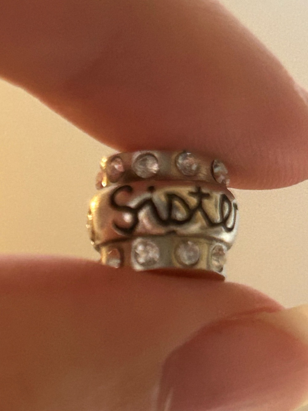 Chamilia .925 sterling Silver 'Sister' Crystal Accent Bead Charm